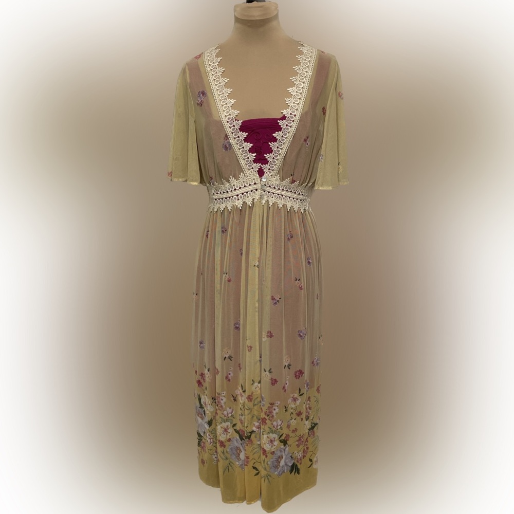 EUC L.I.F.E. Yellow Floral Duster Kimono